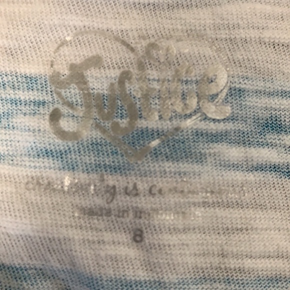 JUSTICE Blue and White Blouse with Flowers - Picture 5 of 5